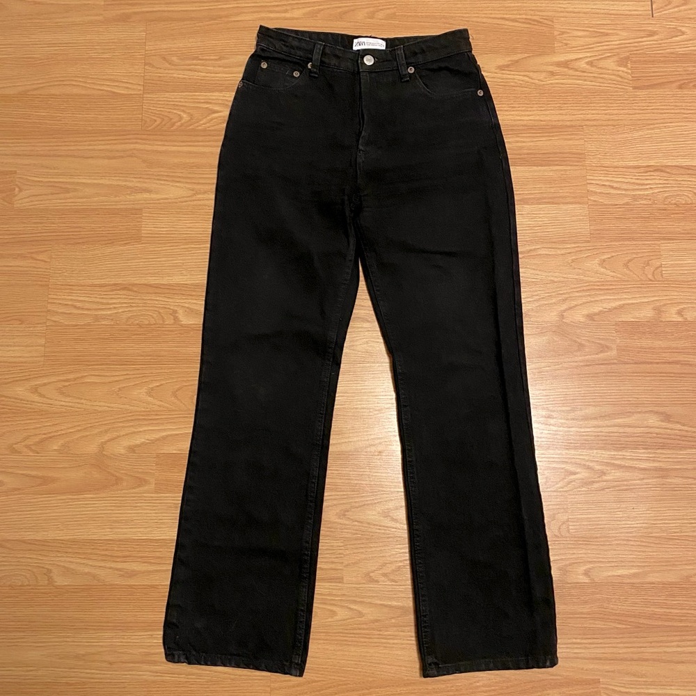 Zara black mom jeans size 4 high rise denim